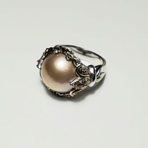 Michael Valitutti Silver and Gold Pearl Ring